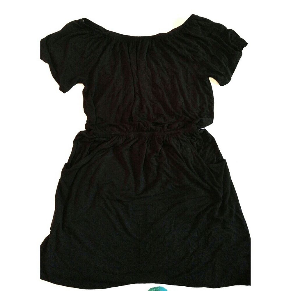 Gap Black Elastic Waist Off Shoulder Dress - Picture 2 of 5